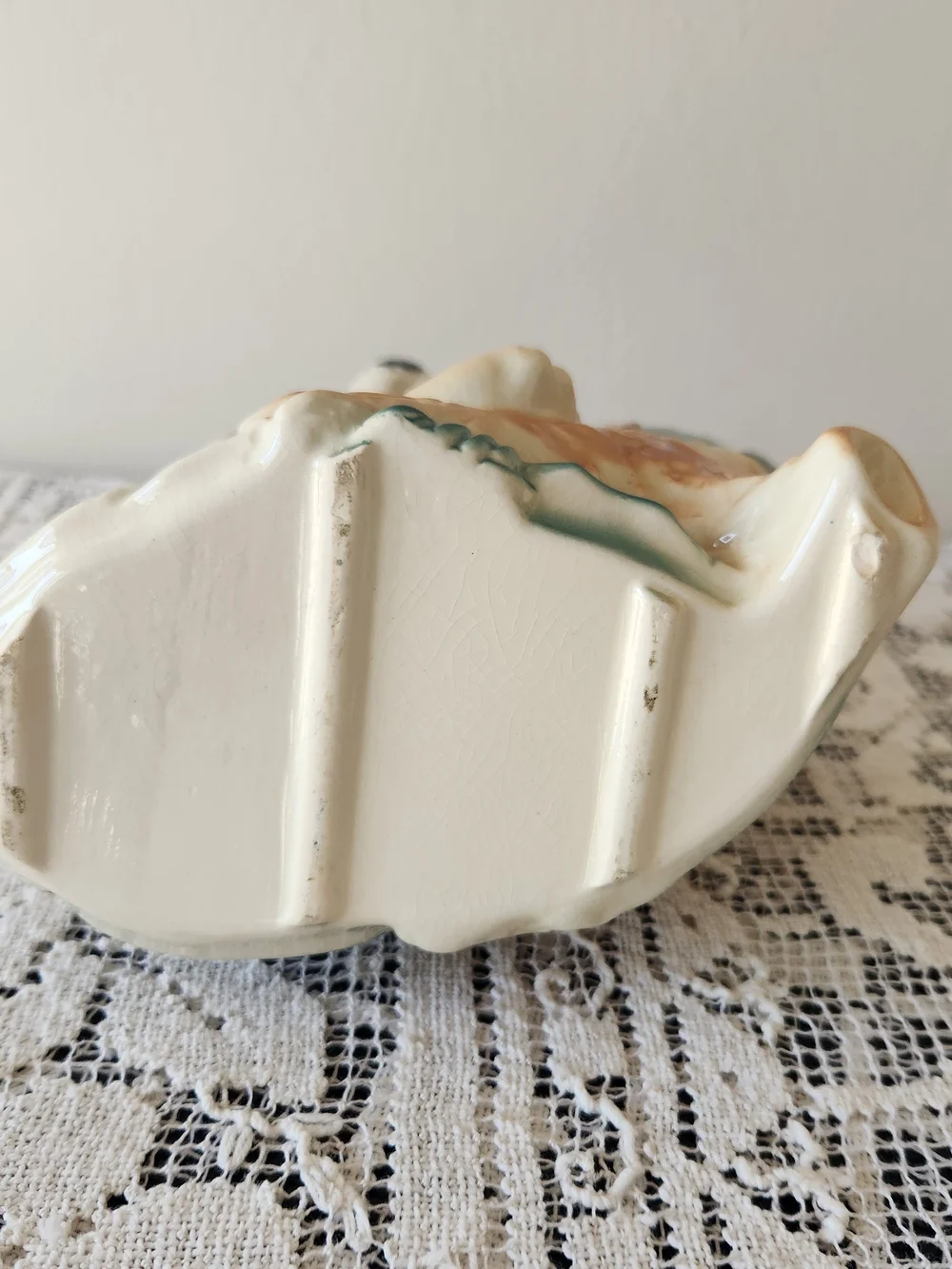 Vintage Royal Copley Ceramic Bear Planter in Cream, Brown & Green